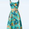 Vixen Plus Sizes Kleider | Coral Reef Neckholder Flare Kleid In Blau