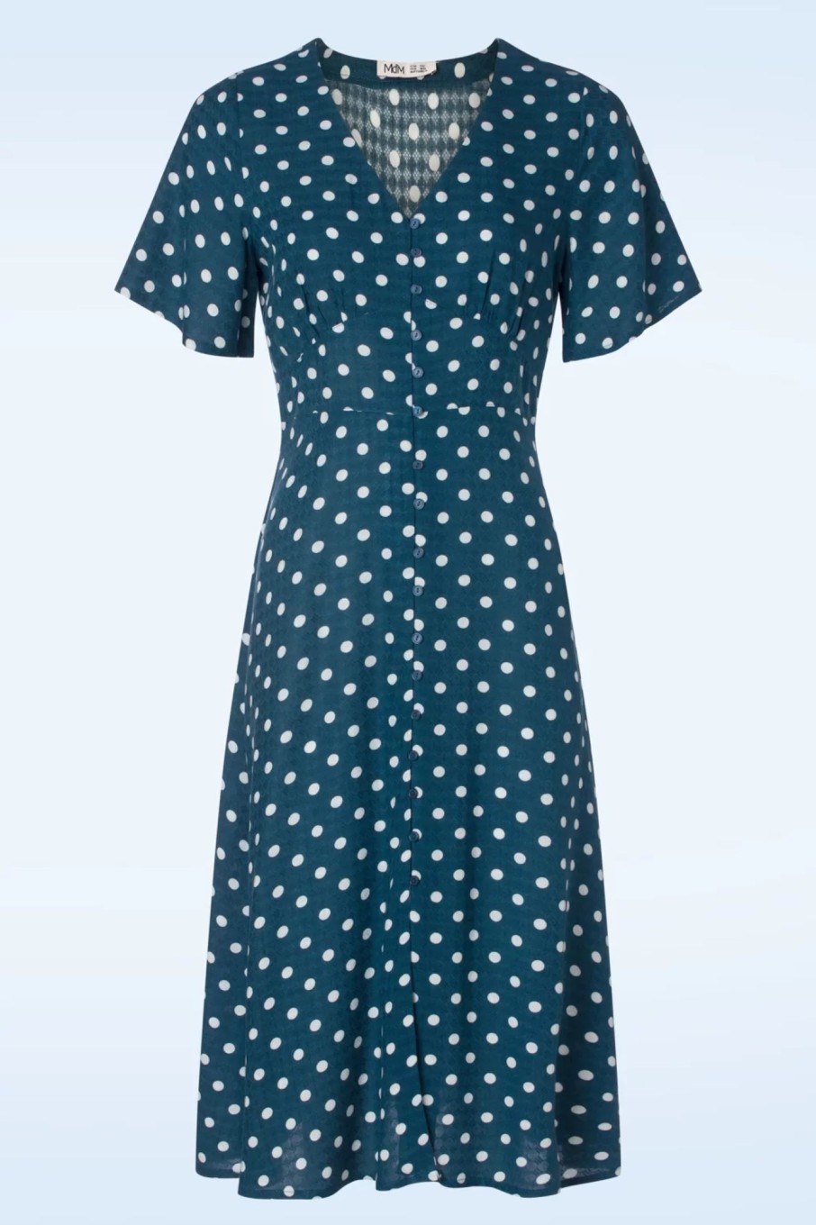 Md'M Midi Kleider | Jeanette Polka Dot Kleid In Marineblau