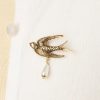 Urban Hippies Schmuck | Swallow Pearl Brosche In Gold