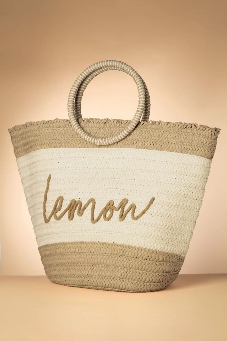 Smashed Lemon Taschen | Raffia Boho Tragetasche In Sand