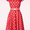 Vintage Chic for Topvintage Plus Sizes Kleider | Minnie Hearts Swing Kleid In Rot