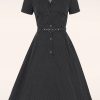 Collectif Clothing Swing Kleider | Caterina Mini Polka Dot Swing-Kleid In Schwarz