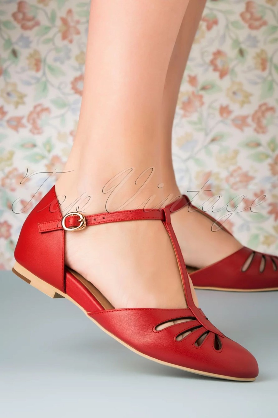 Charlie Stone Ballerinas | Singapur T-Strap Flats In Rot