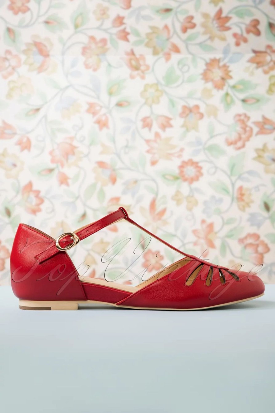 Charlie Stone Ballerinas | Singapur T-Strap Flats In Rot