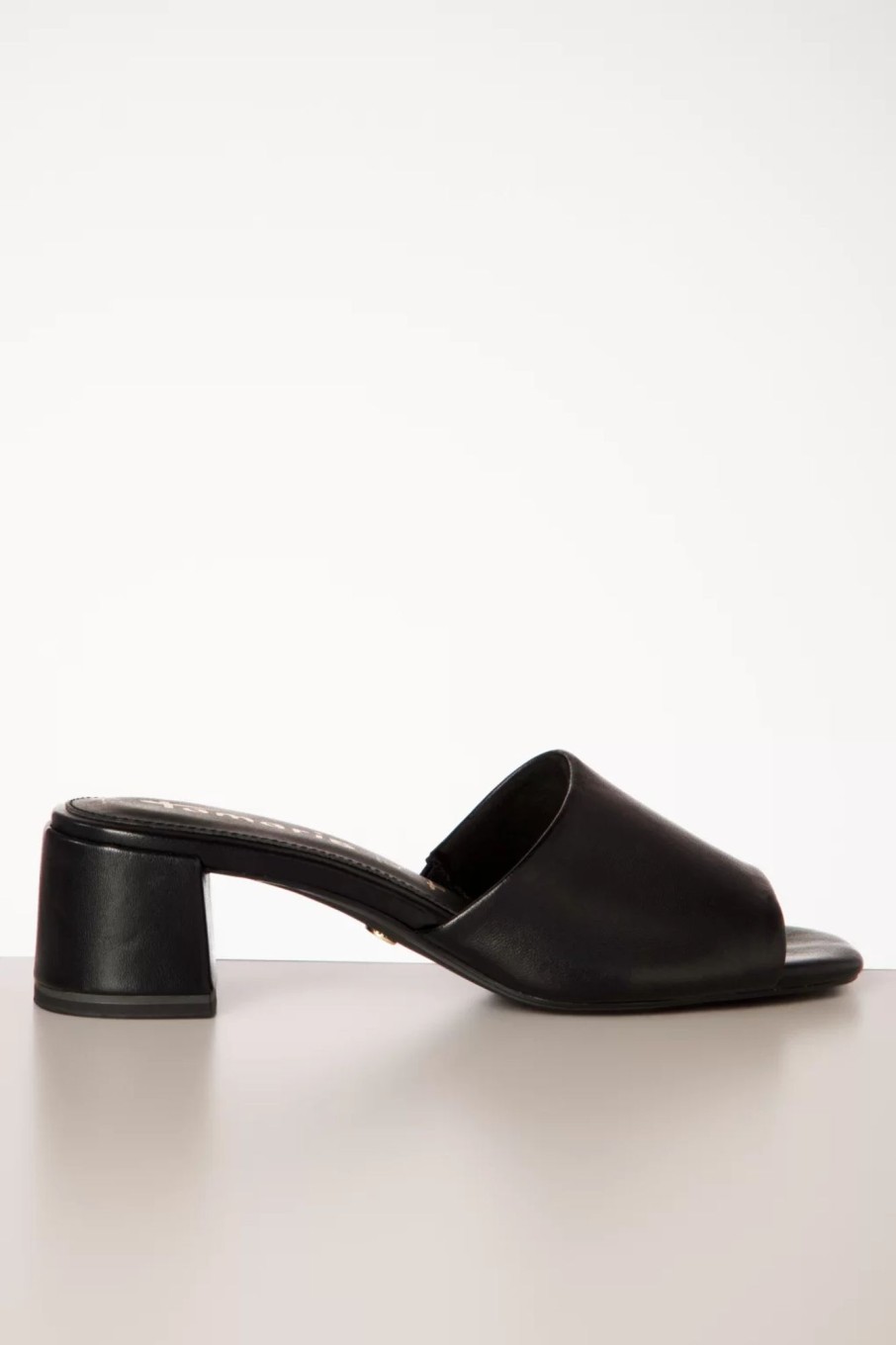 Tamaris Sandalen | Josie Leder Slip On Mules In Schwarz