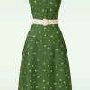 Vixen Swing Kleider | Dotty Midikleid Mit Weitem Kragen In Grun