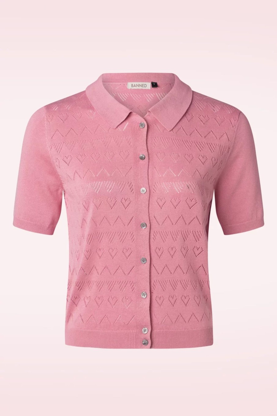 Banned Retro Strickjacken | Heart Waves Strickjacke In Rosa