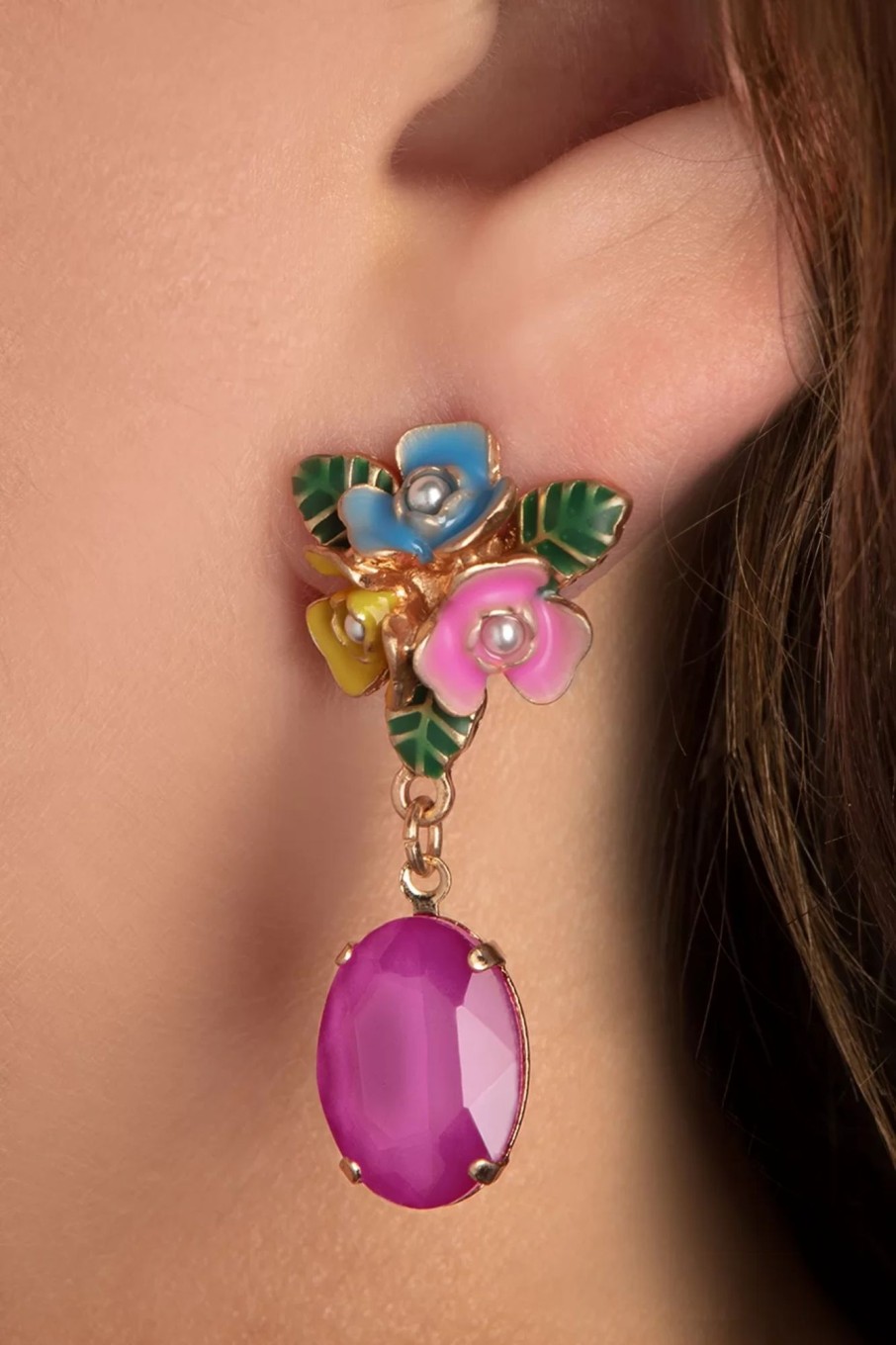 Lovely Schmuck | Penny Flowers Drop Ohrringe In Rosa