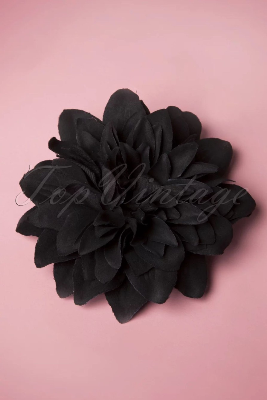 ZaZoo Haarschmuck | Blume Haarspange & Brosche In Schwarz