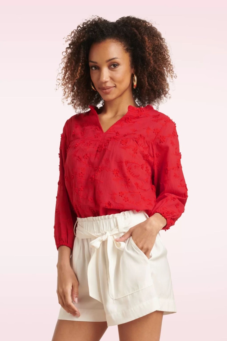 Smashed Lemon Blusen | Ruth Bestickte Bluse In Rot