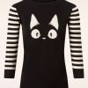 Mak Sweater Pullover | Debbie Cat Gestreifter Pullover In Schwarz