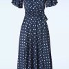 Vintage Chic for Topvintage Swing Kleider | Irene Polkadot Cross Over Swing Kleid In Marineblau