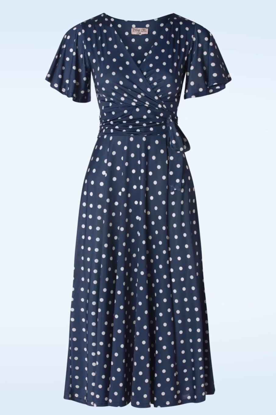 Vintage Chic for Topvintage Swing Kleider | Irene Polkadot Cross Over Swing Kleid In Marineblau