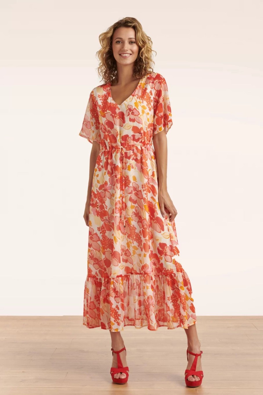 Smashed Lemon Maxi Kleider | Patricia Floral Maxi Kleid In Orange