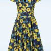 Topvintage Boutique Collection Swing Kleider | Exklusiv Bei Topvintage ~ Olivia Swing Kleid Mit Kurzen Armeln In Dunkelblau