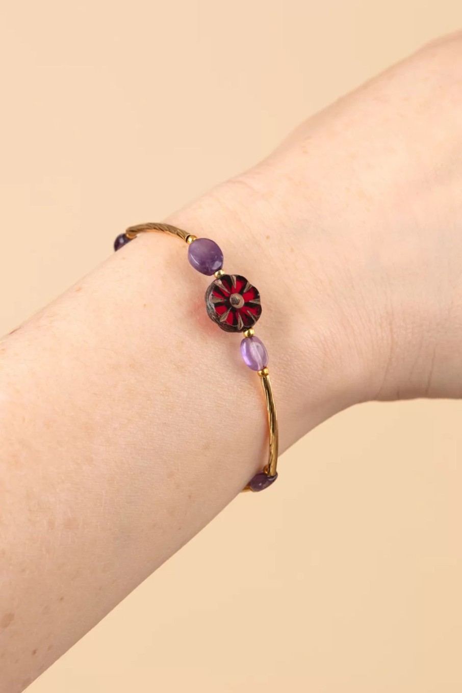 Urban Hippies Schmuck | Sassy Ametista Armband In Gold Und Lila