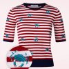 Banned Retro Pullover | Stripe Crab Pullover In Rot Und Blau