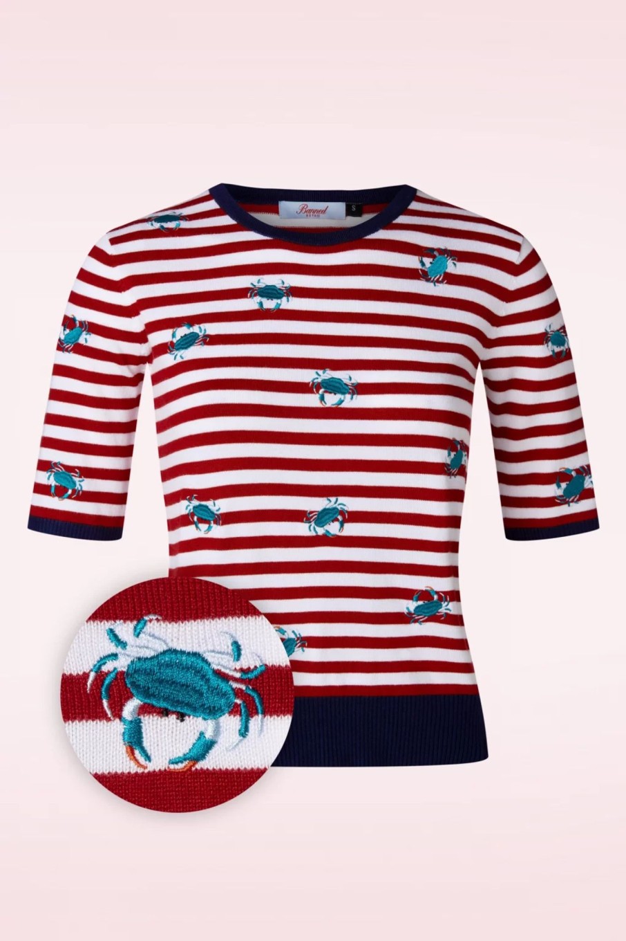 Banned Retro Pullover | Stripe Crab Pullover In Rot Und Blau