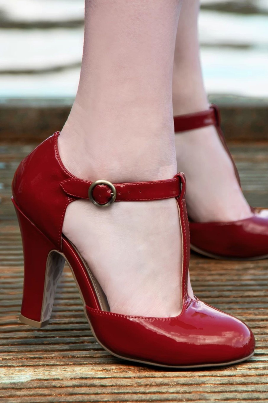 Lola Ramona u2665 Topvintage Pumps | June Muhelos Elegante Lackpumps In Feurigem Rot