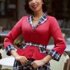 Miss Candyfloss Jacken | Malini Rose Tartan Blazer In Rot Und Marineblau