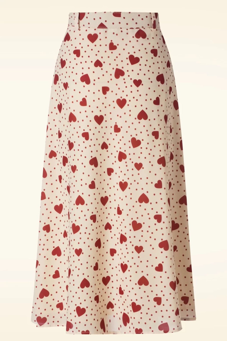 Vixen Rocke | Heart Polkadot Midi Rock In Creme