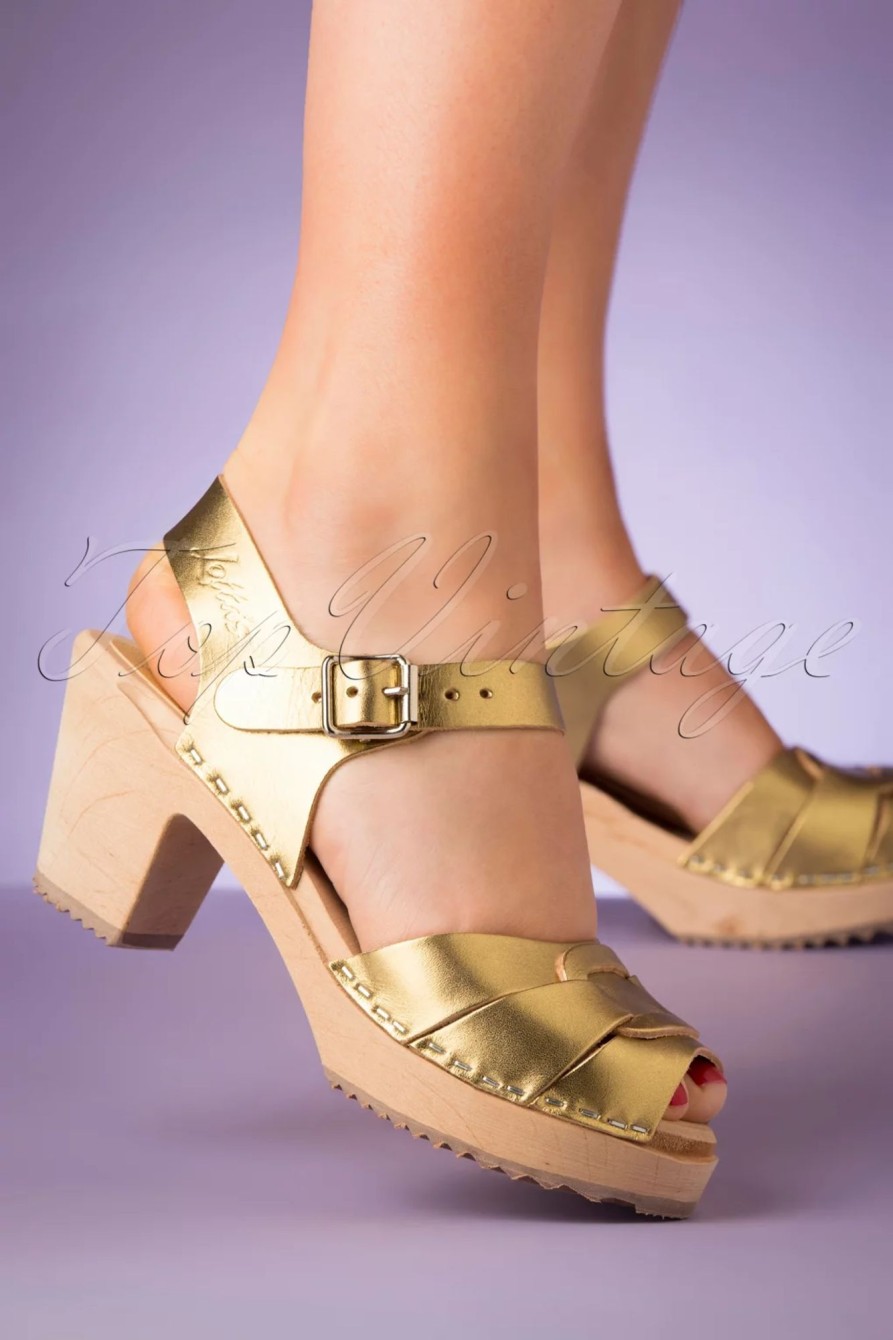 Lotta from Stockholm Sandalen | Loretta Lederclogs In Gold