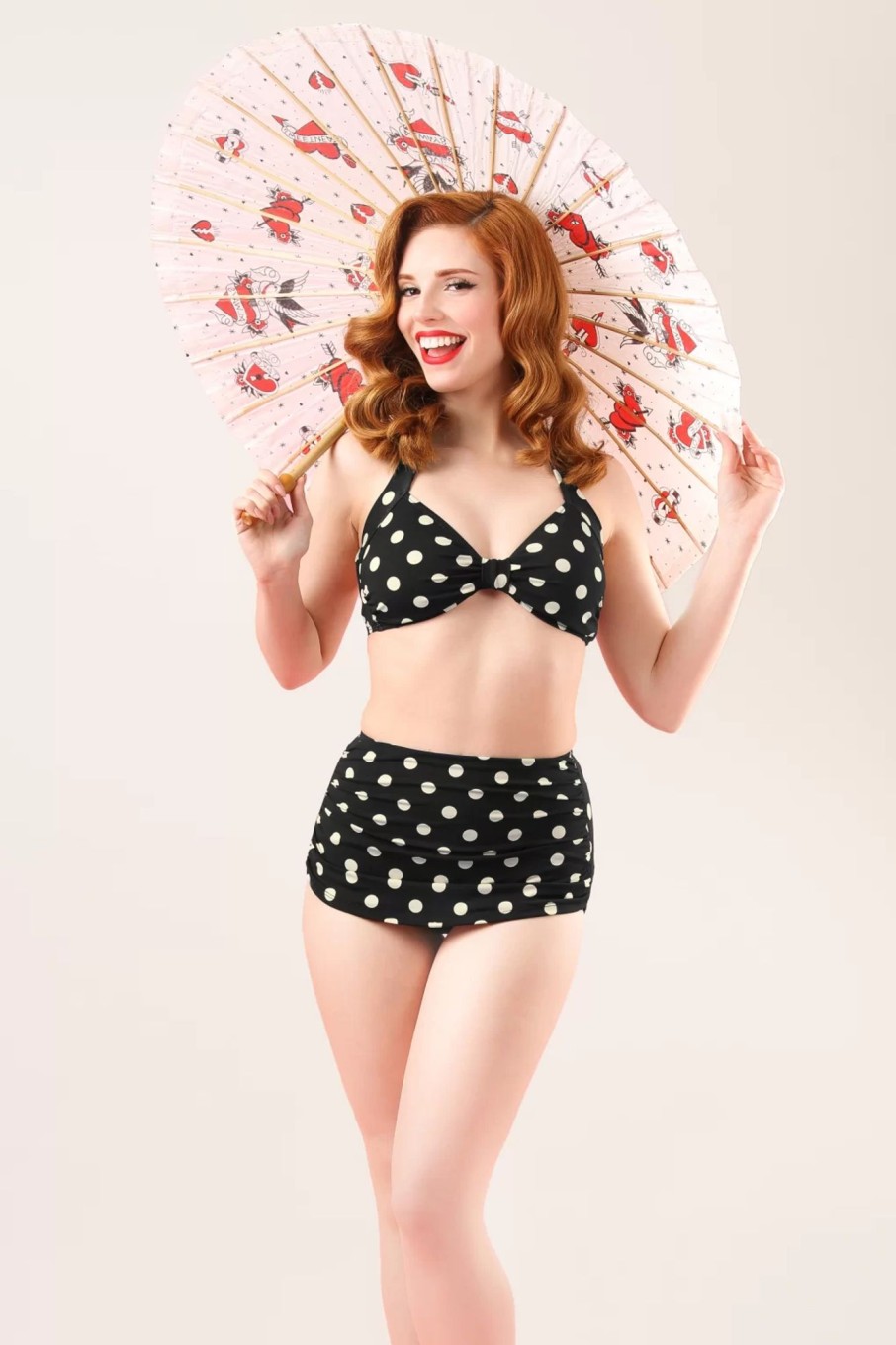 Esther Williams Bikinis | Klassische Polka-Bikinihose In Schwarz Und Weis