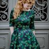 Topvintage Boutique Collection Swing Kleider | Exklusiv Bei Topvintage ~ Adriana Peacock Swing-Kleid Mit Langen Armeln In Marineblau