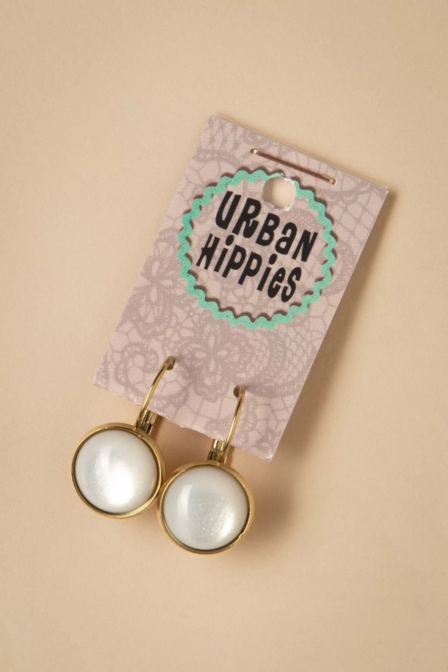 Urban Hippies Schmuck | Vergoldete Dot Ohrringe In Elfenbein