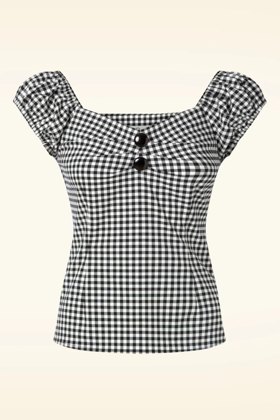 Collectif Clothing Tops | Dolores Gingham Top In Schwarz Und Weis