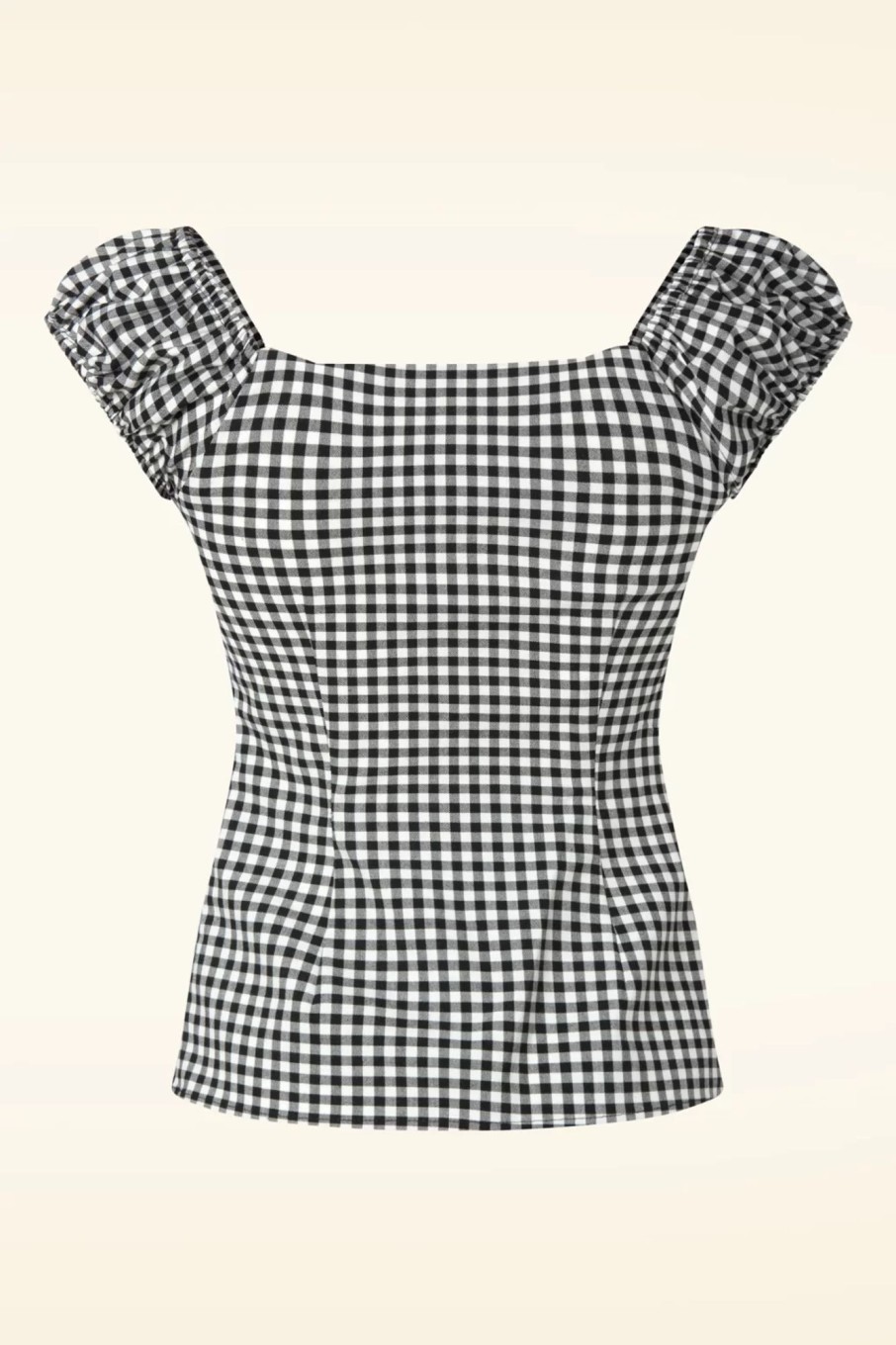 Collectif Clothing Tops | Dolores Gingham Top In Schwarz Und Weis