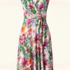 Vintage Chic for Topvintage Plus Sizes Kleider | Jane Tropical Florals Swing Kleid In Weis