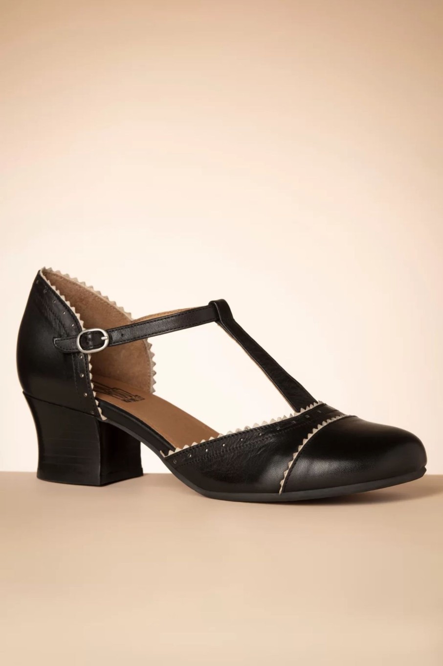 Miz Mooz Pumps | Fernie T-Strap Pumps In Schwarz Und Creme