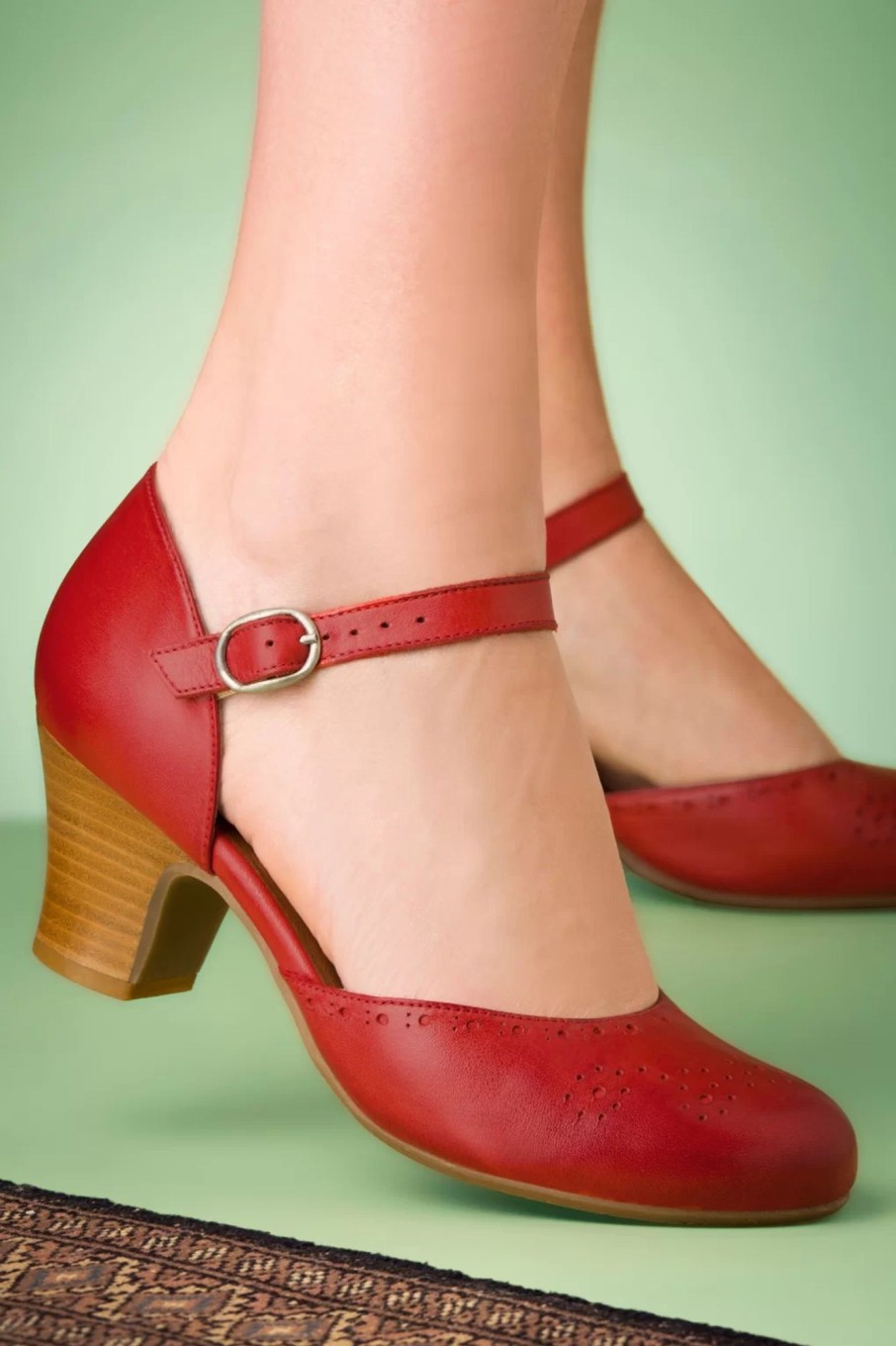 Miz Mooz Pumps | Focus Leder Mary Jane Pumps In Scharlachrot