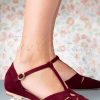 Charlie Stone Ballerinas | Flache London T-Riemen In Weinrot