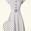 Banned Retro Plus Sizes Kleider | Polka Dot Tanz Kleid In Off White