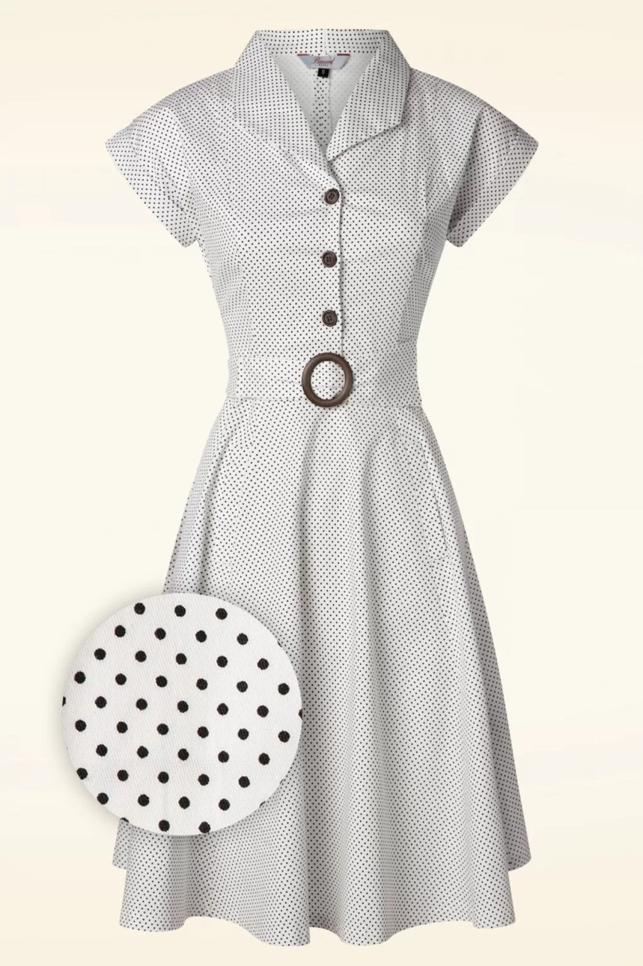 Banned Retro Plus Sizes Kleider | Polka Dot Tanz Kleid In Off White