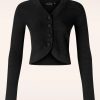 Vixen Strickjacken | Textured Strick Crop Strickjacke In Schwarz