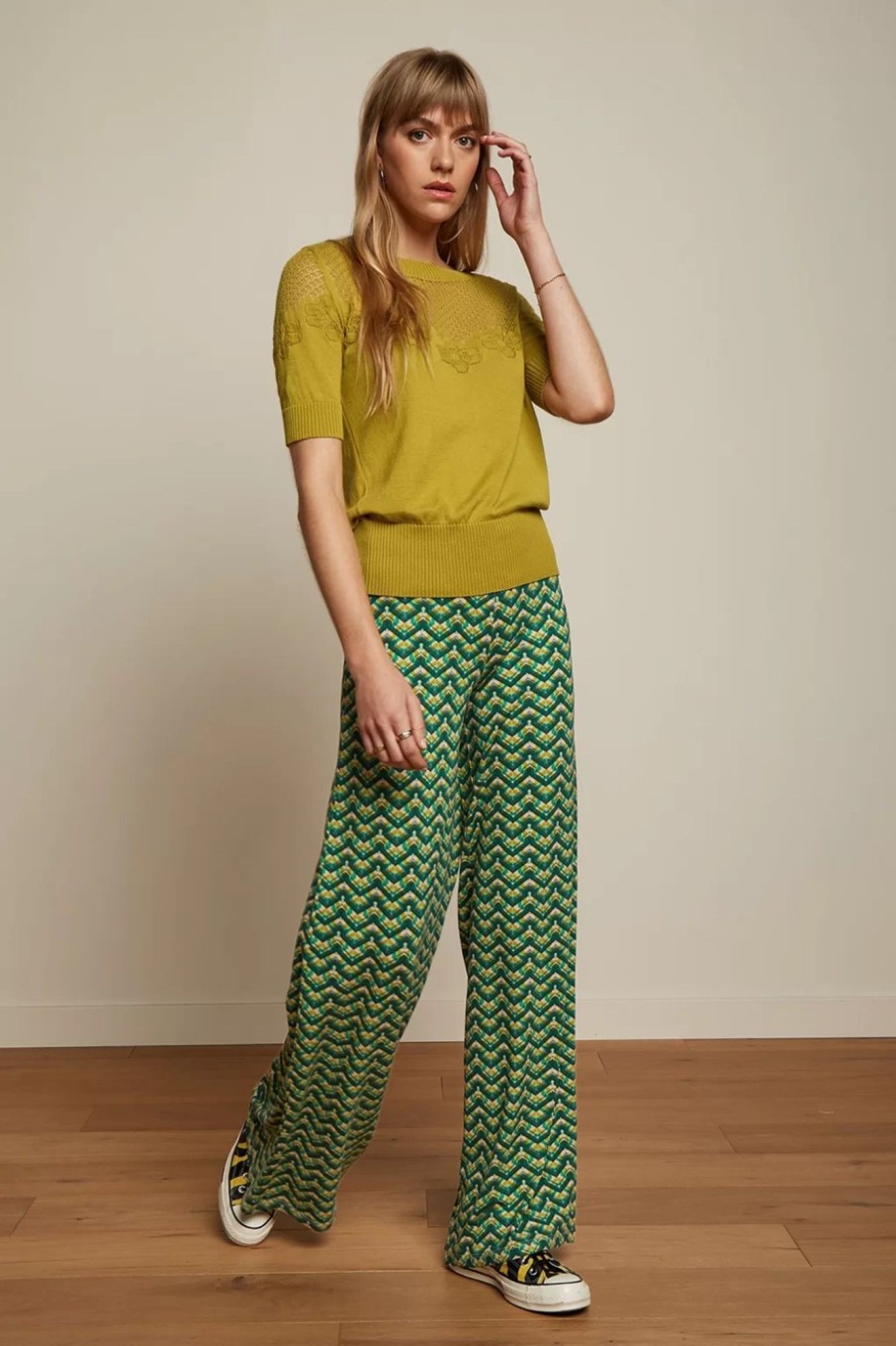 King Louie Hosen | Border Palazzo Brazza Hose In Jasper Green