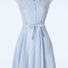 Circus Swing Kleider | Ava Gestreiftes Kleid In Hellblau