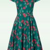 Topvintage Boutique Collection Swing Kleider | Exklusiv Bei Topvintage ~ Olivia Swing Kleid Mit Kurzen Armeln In Blaugrun