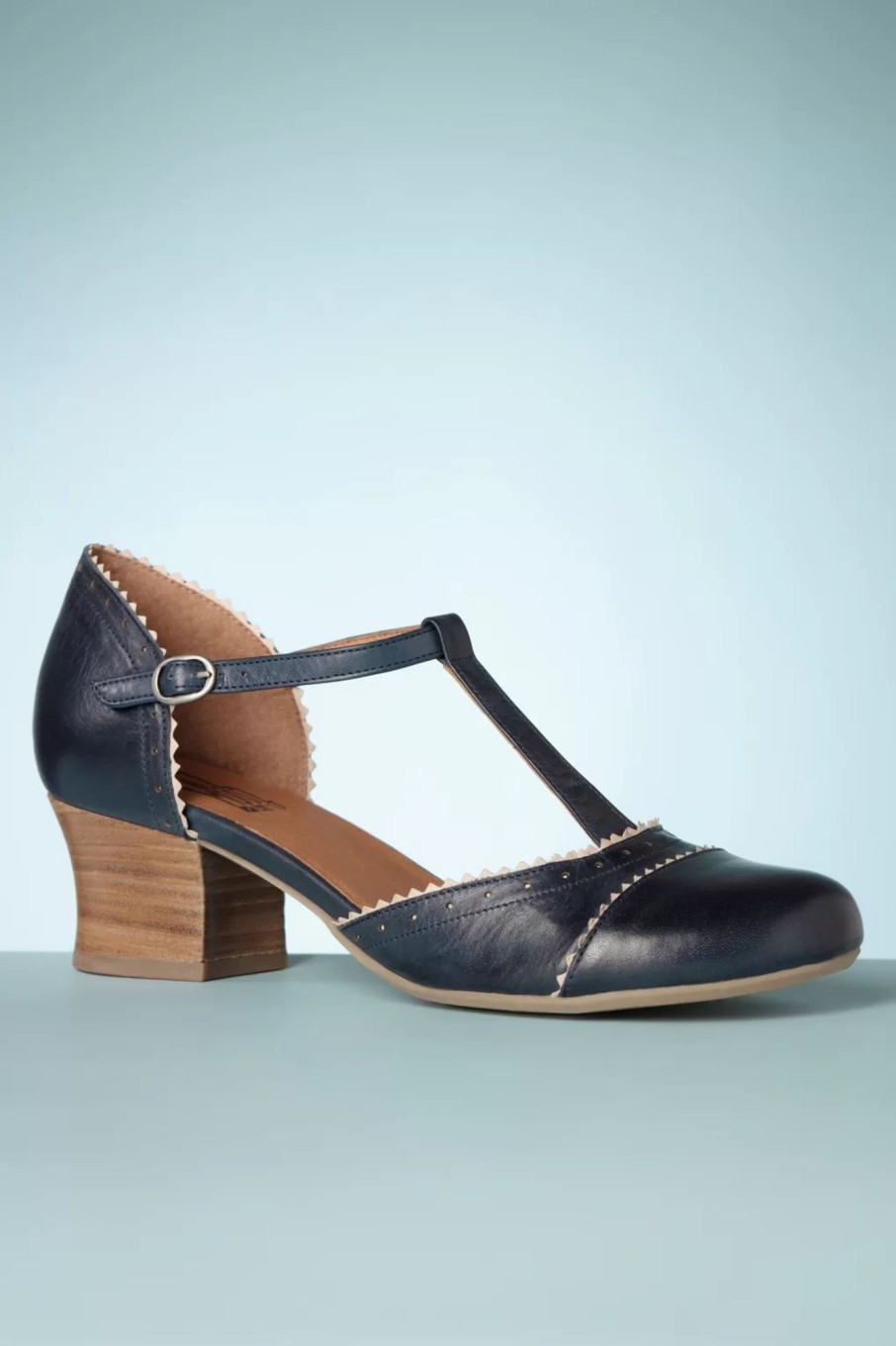 Miz Mooz Pumps | Fernie T-Strap Pumps In Denim Und Creme