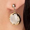 Lovely Schmuck | Gold Plated Cat Eye Ohrstecker In Weis