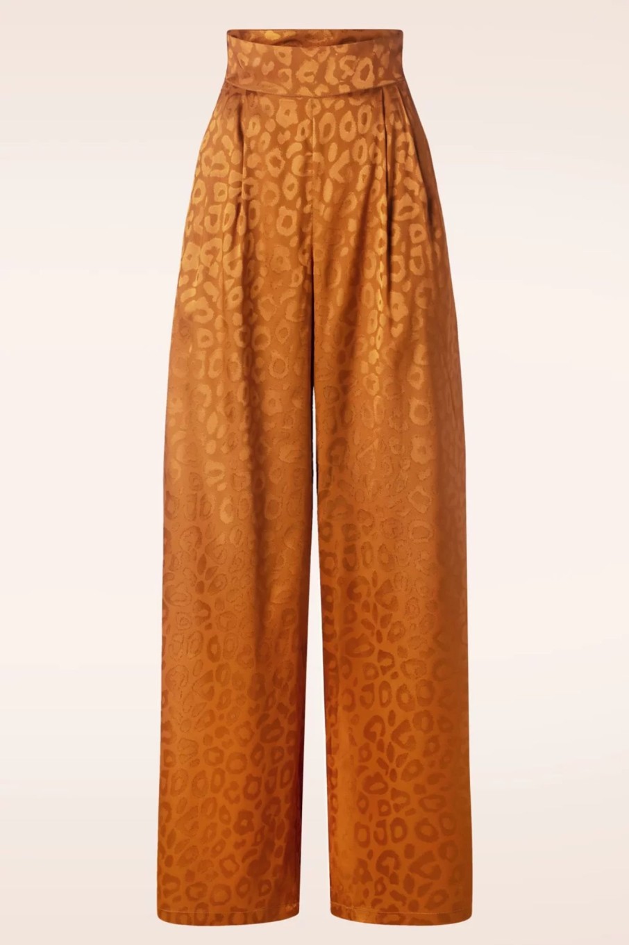 Vixen Hosen | Leopard Satin Weite Hose In Rost Orange