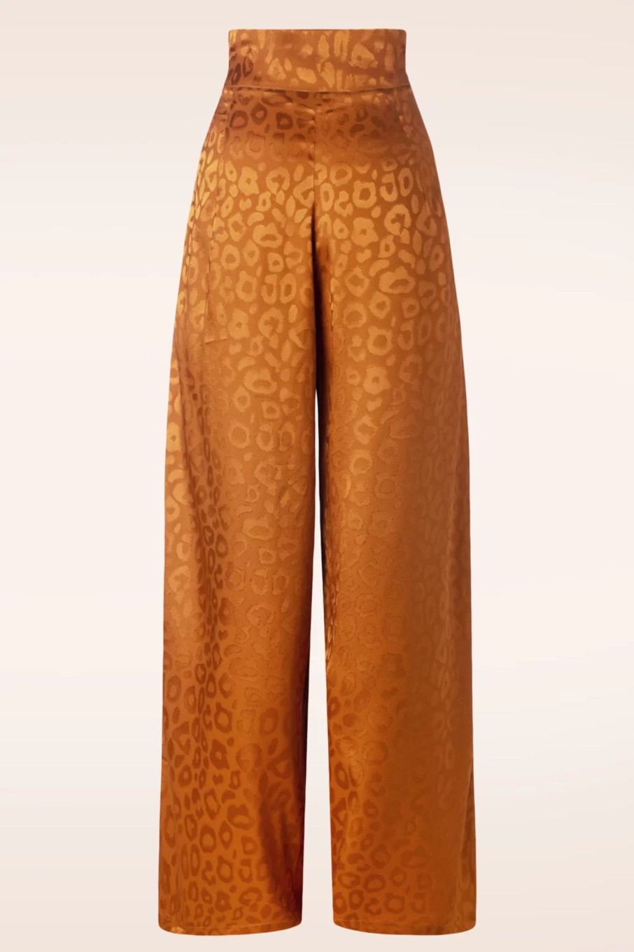 Vixen Hosen | Leopard Satin Weite Hose In Rost Orange