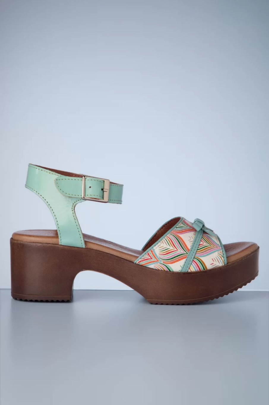 Nemonic Sandalen | Bora Flower Platform Sandale In Eisblau