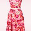 Vintage Chic for Topvintage Plus Sizes Kleider | Francine Floral Swing Kleid In Rosa