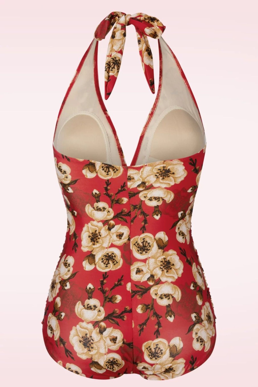 Bettie Page Swimwear Badeanzuge | Blossom One Piece Neckholder Badeanzug In Rot