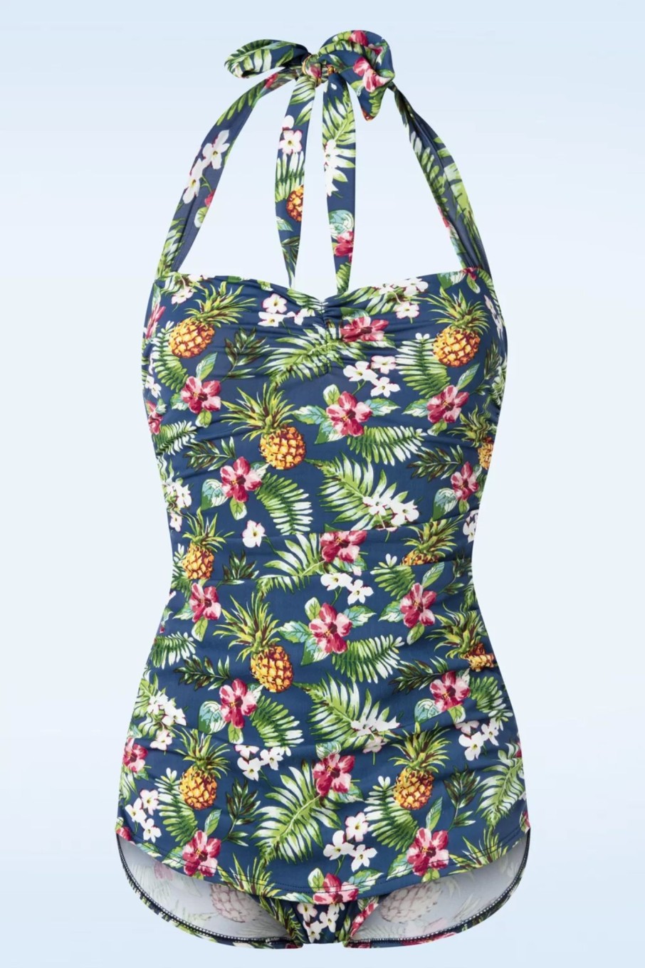 Esther Williams Badeanzuge | Tropical One Piece Neckholder Badeanzug In Blau