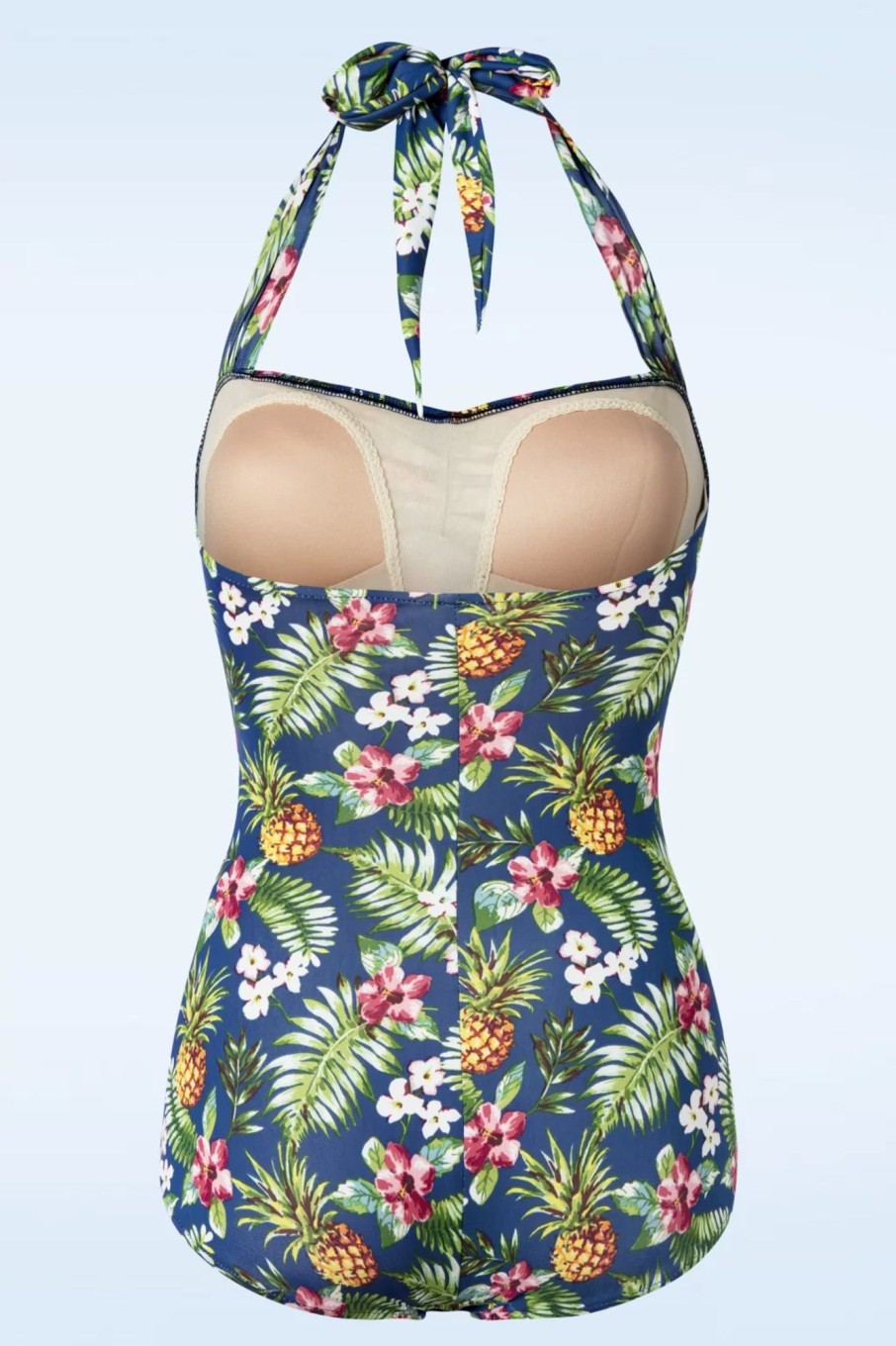 Esther Williams Badeanzuge | Tropical One Piece Neckholder Badeanzug In Blau